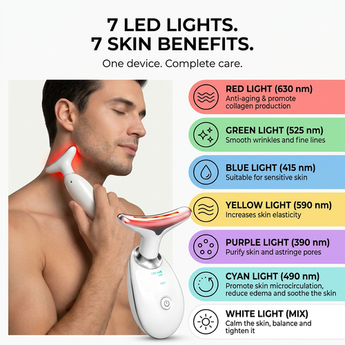 7-Color LED Facial Massager for Face Sculpting, Lifting, and Glow