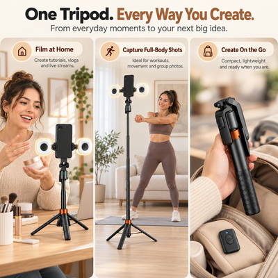360° Smart Face-Tracking Tripod Stand with Fill Lights, Rechargeable