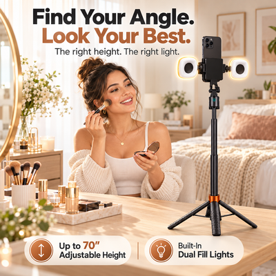 360° Smart Face-Tracking Tripod Stand with Fill Lights, Rechargeable