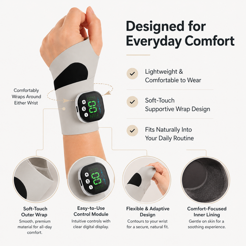 Hand & Wrist EMS Pulse Therapy Device for Carpal Tunnel & Arthritis Relief with Microcurrent