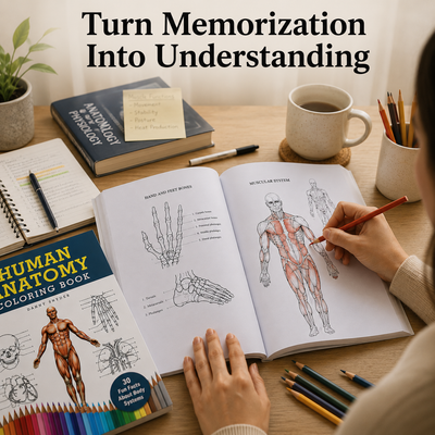 Human Anatomy Coloring Book: 100+ Illustrations In The Anatomy & Physiology Workbook For Adults, Nurses, High School & Medical Students With 30 Fun Facts About Body Systems