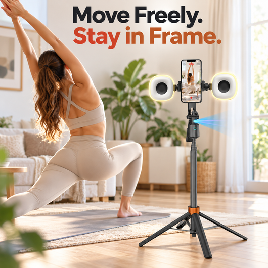 360° Smart Face-Tracking Tripod Stand with Fill Lights, Rechargeable