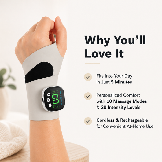 Hand & Wrist EMS Pulse Therapy Device for Carpal Tunnel & Arthritis Relief with Microcurrent