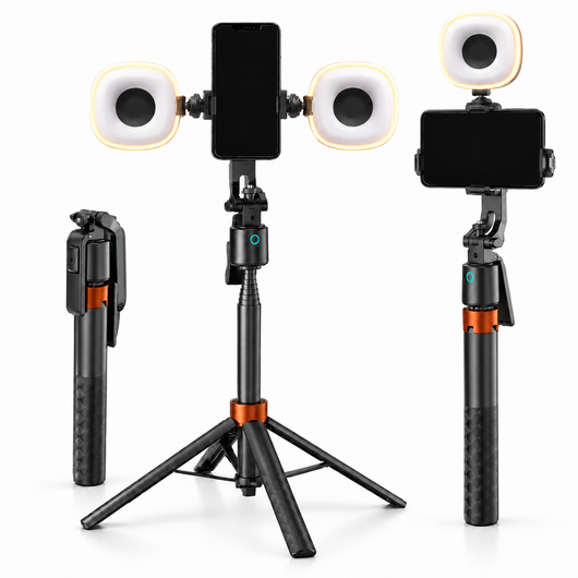 360° Smart Face-Tracking Tripod Stand with Fill Lights, Rechargeable